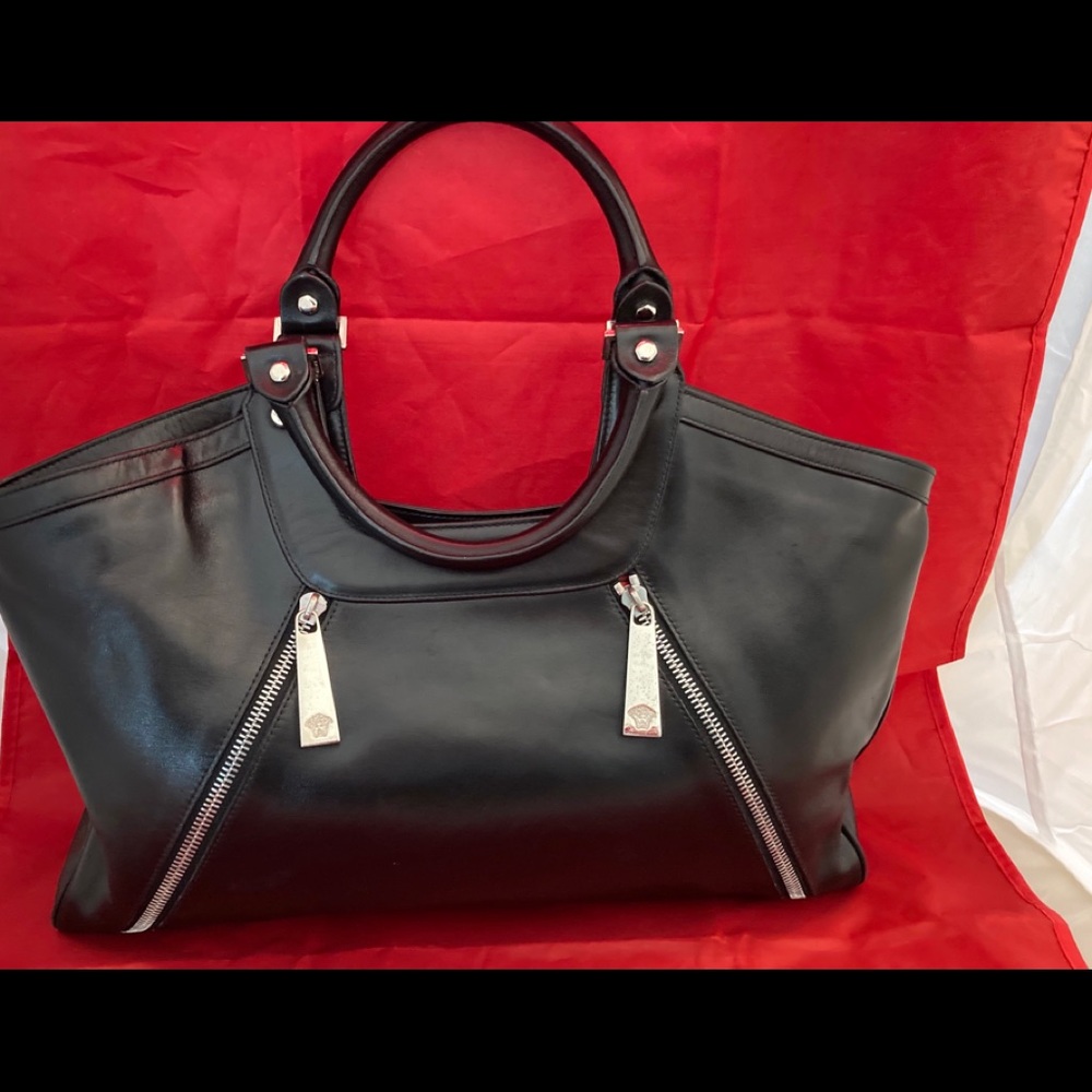 Vintage Gianni Versace Black Leather Handbag